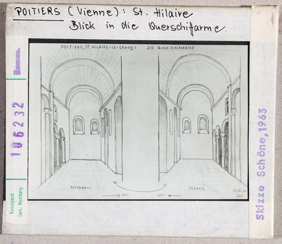 preview Poitiers: Saint-Hilaire, Blick in die Querschiffarme, Skizze Schöne 1963 